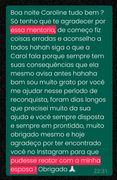 Depoimento de aluno 2 sobre a mentoria