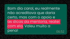 Depoimento de aluno 7 sobre a mentoria